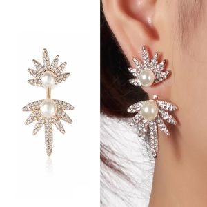 Gorgeous, Chic Crystal & Pearl Jacket Earrings